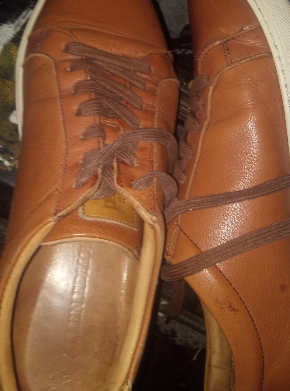 Allen Edmonds Cognac Brown Leather Lace-Up Sneakers